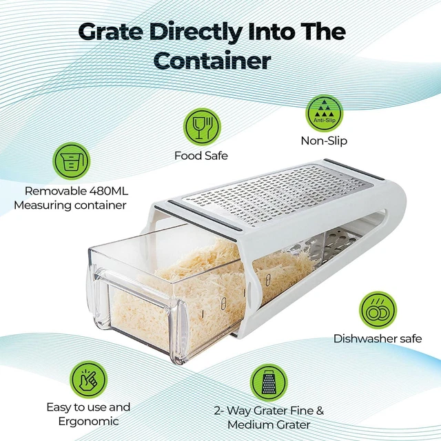 2IN1 CHEESE GRATER with Container Stainless Steel MultiPurpose use for