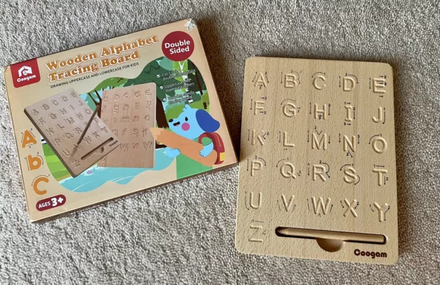 Wooden Alphabet Tracing Board—Double-Sided