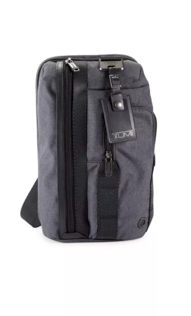 New Auth Tumi Gray Kelley Shoulder Sling Leather Trim Unisex Men Women Logo $395