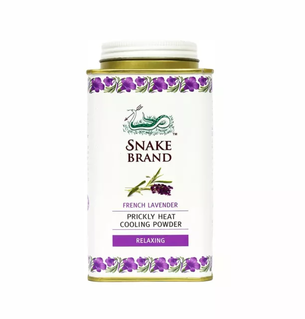 SNAKE BRAND Prickly Heat Cooling Body Powder 140g (Relaxing Lavender, Pack of 1)