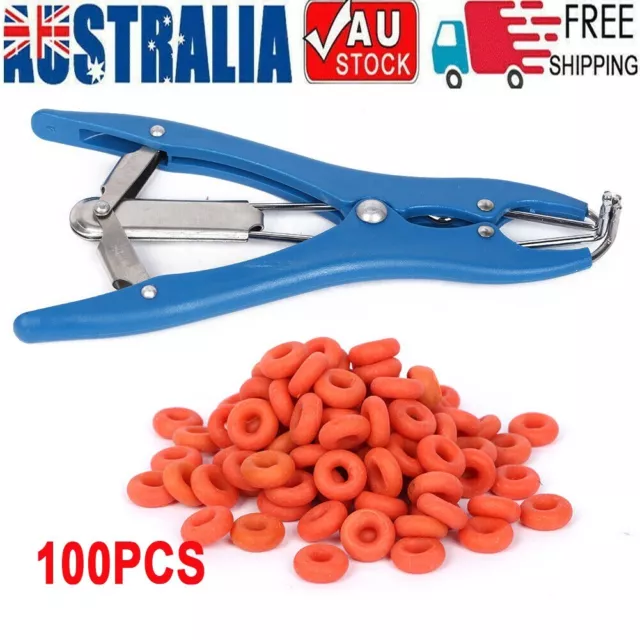 Elastrator Castration Large Plier +100 Rubber Rings Applicator Castrator Rings