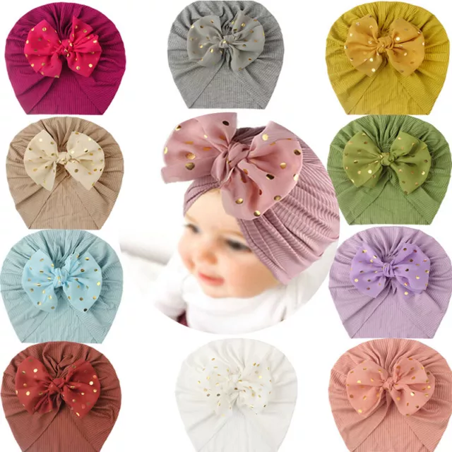 Infant Baby Beanie Turban Hat Girls Bow Knot Cap Newborn Head Wrap Kids Headband