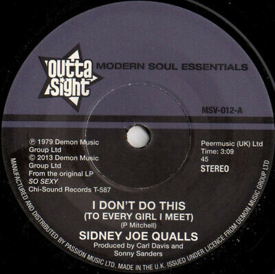 Sidney Joe Qualls " I Don’t Do This " / “ Run To Me “ New Uk 7 Soul R&B Funk