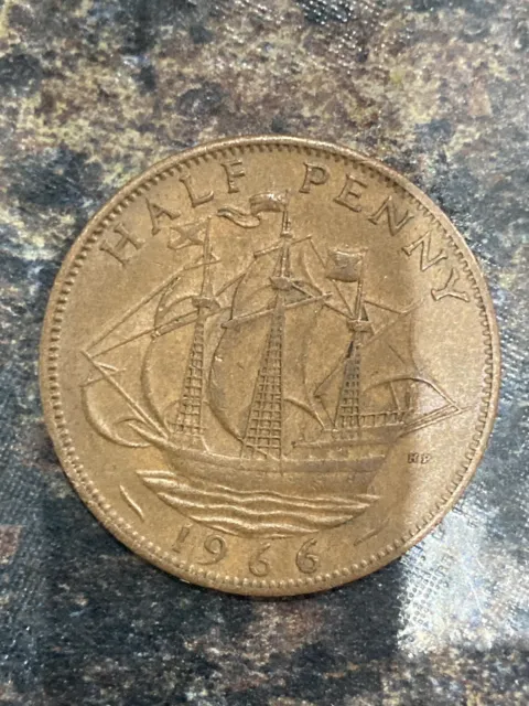 Elizabeth II half penny 1966