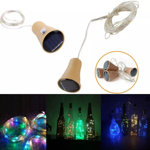 10/15/20 LED Solar Copper Cork Wire String Lights Wine Bottle Xmas Decor Lamp