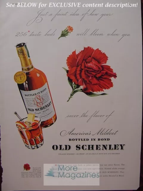 RARE Esquire Advertisement AD 1941 OLD SCHENLEY Straight Whiskey WWII Era