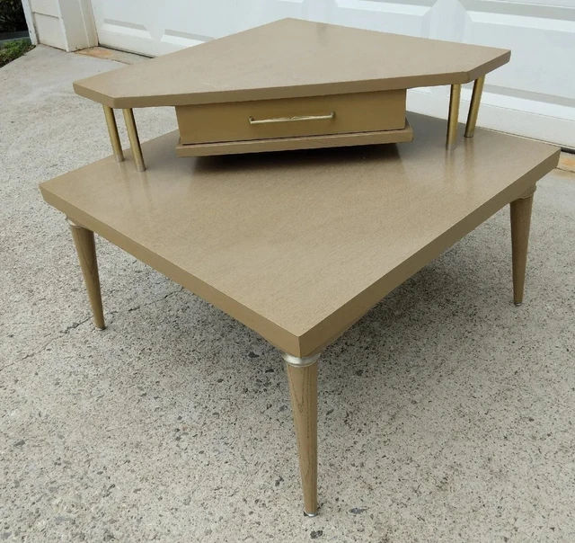 Vintage MCM " CORNER TABLE "  Retro Danish Mid Century Modern Formica Tops