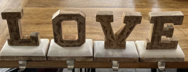Wood Stocking Holders LOVE Letters