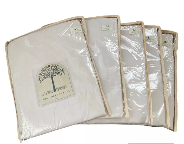 JC Penney Linden Street Rod Pocket Panels Lot Of 5 Soft Cream Sheer 54x84” New