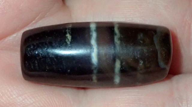 31mm old Tibetan, Tibet worry agate with Power Lines Amulet Pendant Bead, #S5858
