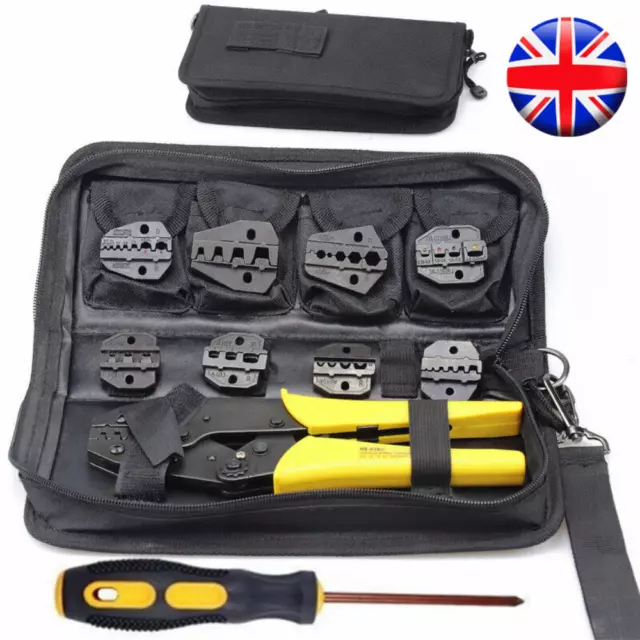 Ratchet Crimper Plier Crimping Tool Cable Wire Electrical Terminals Kit Set New