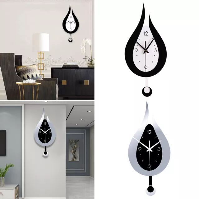 Silent Waterdrop Wall Clock Modern Pendulum Acrylic Wall Hanging Silent Clock UK