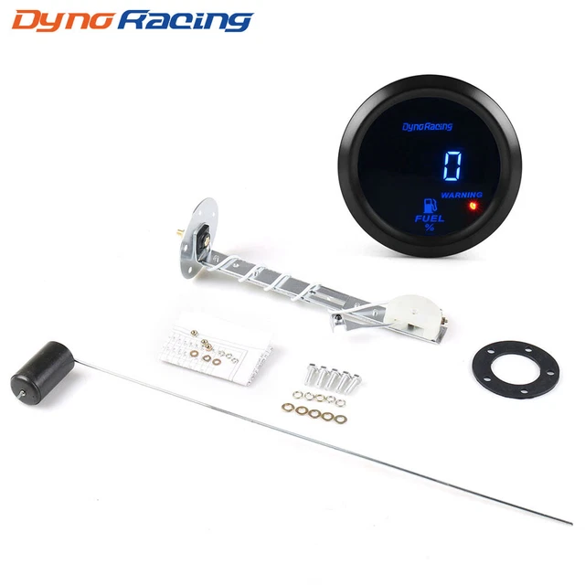 thumbnail image 2 of Dyno Racing 52mm Digital Fuel Level Gauge Kit With Sender – 12V Universal Black Face 2 of 6