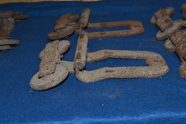 Lot Of 6 Vintage Double Wheel Barn Door Rollers Hardware Used Rusty 14