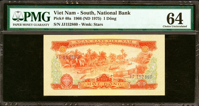 Viet Nam - South, National Bank, Pick 40a, 1966, 1 Dong, Stars, PMG 64