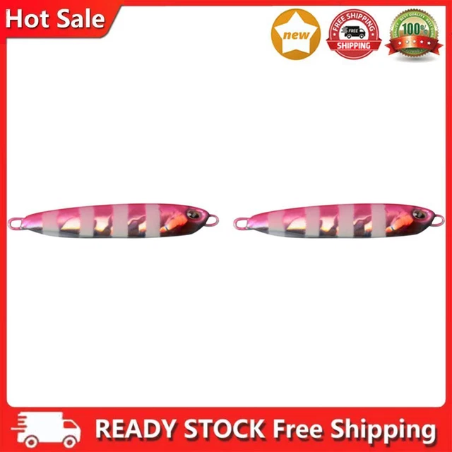 2PCS Sinking Metal Fishing Curls Lifelike Casting Jig Spoon Glowing Bait