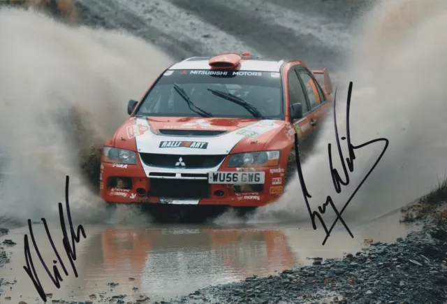 Guy Wilks and Phil Pugh Hand Signed 12x8 Photo Mitsubishi Rally 1.