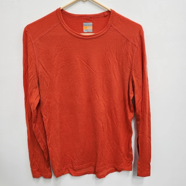 Icebreaker Merino 200 Womens Base Layer Top Medium Orange Merino Wool Activewear