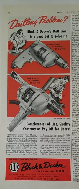 1952 PRINT AD of Black Decker B D Holgun Standard Portable