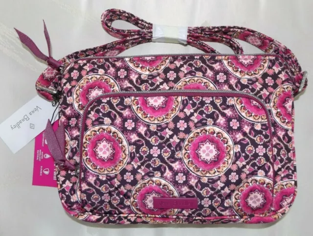 VERA BRADLEY Iconic RFID Little Hipster Crossbody Twill Raspberry Medallion  NWT