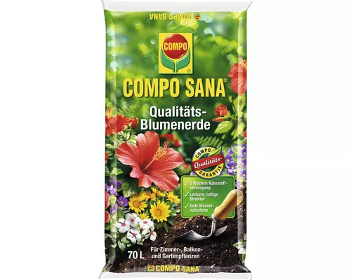 Blumenerde COMPO SANA® Qualitäts-Blumenerde 70 L für Zimmerpflanzen, Balkonpflan