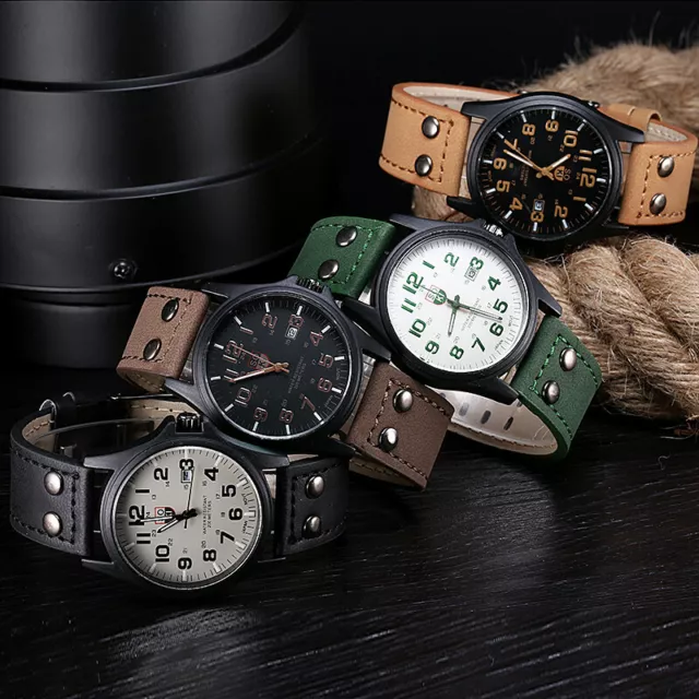 Fashion Curren Men Date Stainless Steel Leather Analog Quartz Sport Wrist Watch 3