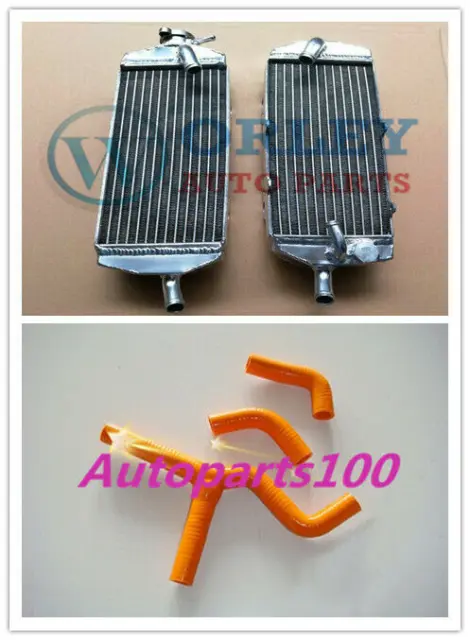 Aluminum radiator + Orange Hose for KTM 400 450 525 SX/MXC/EXC 2003-2006 04 05
