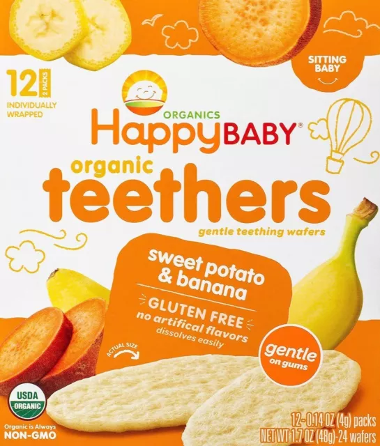 HappyFamily Organics Stage 1 Baby Food Banana Sweet Potato Pack48g Free Shipping