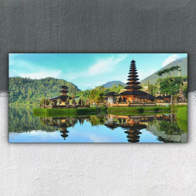 Tempel an einem See 100x50 Canvas XXL Leinwand Bilder Deko