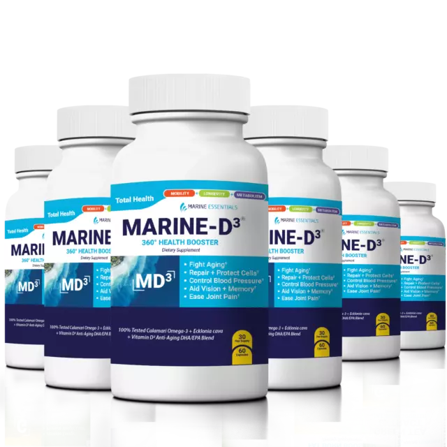 Marine Essentials | Marine-D3 | Anti-Aging | Omega-3 | 6 Bottles (360 Capsules)