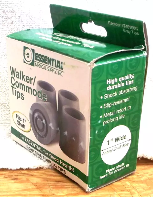 Puntas de cómoda para caminante Essential Medical Supply 1 pulgada gris solo dos cada una