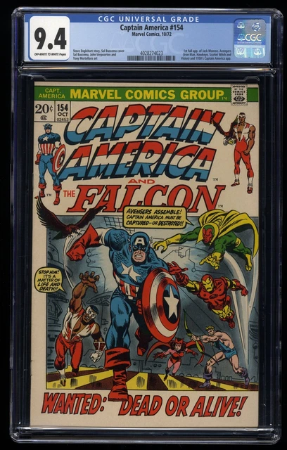 Captain America #154 CGC NM 9.4 Off White to White 1st Jack Monroe! Marvel 1972