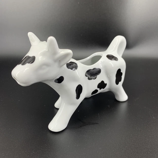 Pier 1 Imports Cow Creamer White Black Spots Porcelain Dishwasher Microwaveable