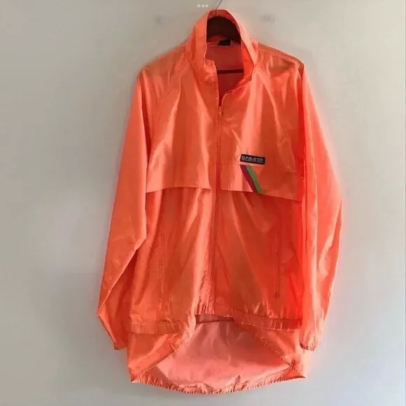 Vintage 80's Sunbuster Orange Performance Windbreaker Full Zip Jacket Sz L