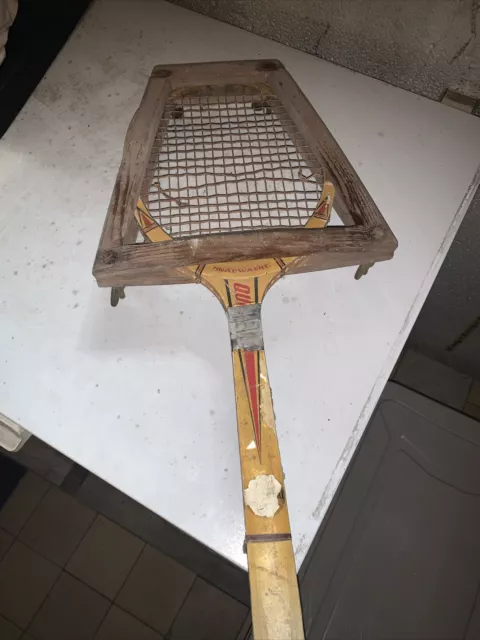 Ancienne Raquette de Tennis en bois + Sa Presse Vintage En Bois