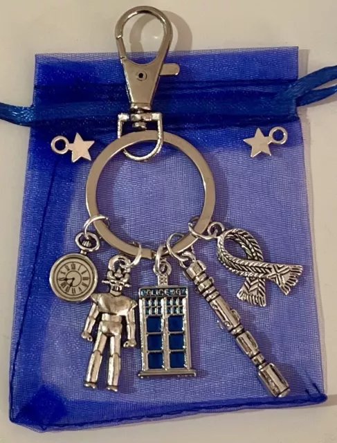 DR DOCTOR WHO Gift TARDIS Police Box Cyberman Sonic Screwdriver KEYCHAIN KEYRING