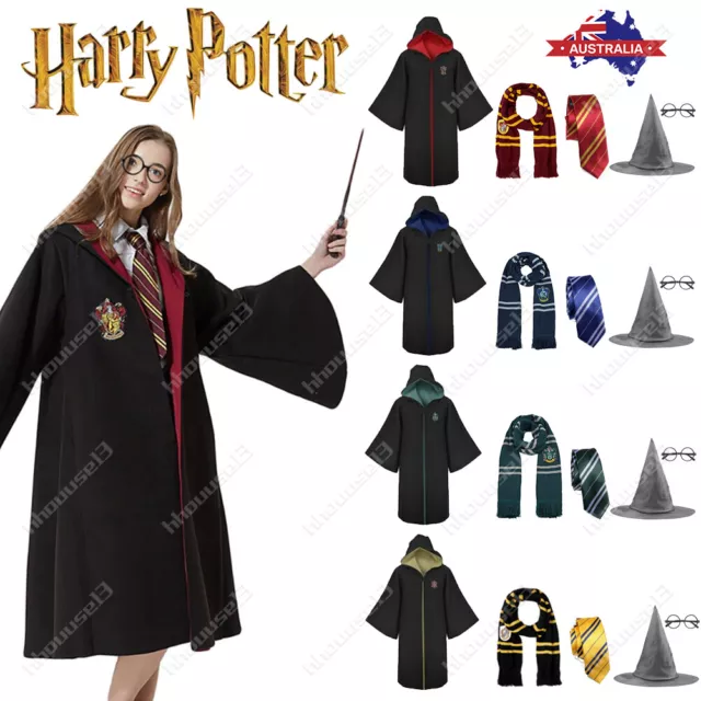 Harry Potter Adult Kids Robe Cloak Gryffindor Slytherin Tie Cosplay Costume Cape