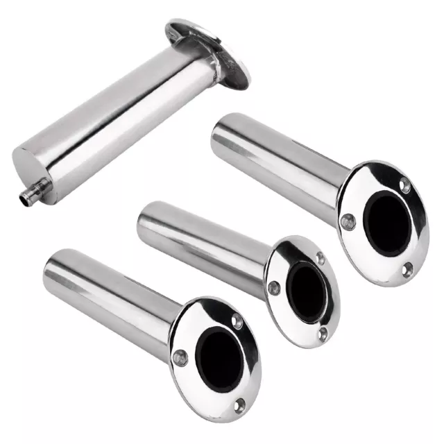 4-Pack Heavy Duty Stainless Steel 316 Deluxe Rod Holders with Drain, Flush Mo...