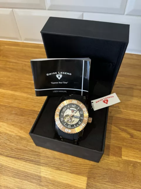 SWISS LEGEND 10538 Mens Scubador Chronograph Watch Red Stainless Steel Leather 74.57 PicClick UK
