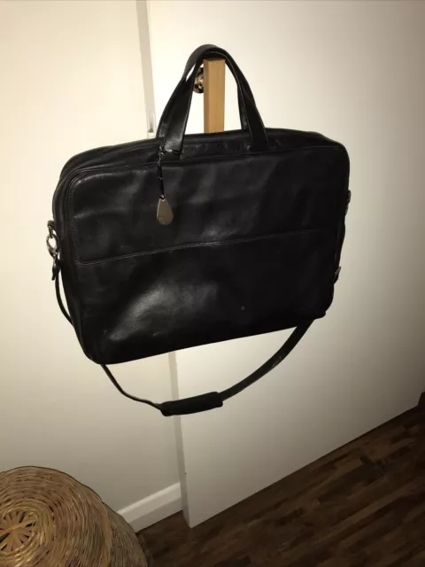 Leather Tula Black Laptop Messenger Bag