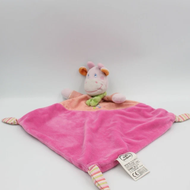 Doudou plat vache rose pois chat brodé MOTS D'ENFANTS - 11963