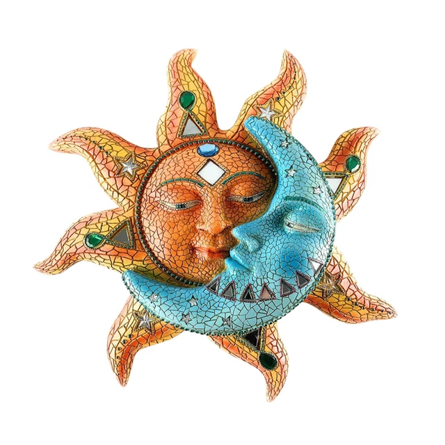 Art Sun and Moon Wall Hanging Decoration Wall Sculpture Home Decoration