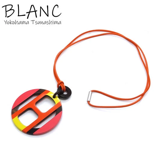 Second Hand Hermes Equipe Necklace Buffalo Horn Lacquer Wood Orange Pink Yellow