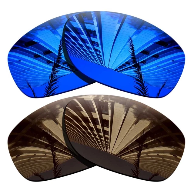 2 Pairs Polarized Replacement Lenses For-Oakley Pit Bull-Purple Blue+Brown
