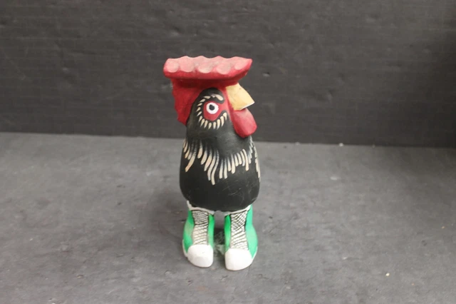 Navajo Pueblo Matt Yellowman Green Shoes Stylized Rooster Wood Carving