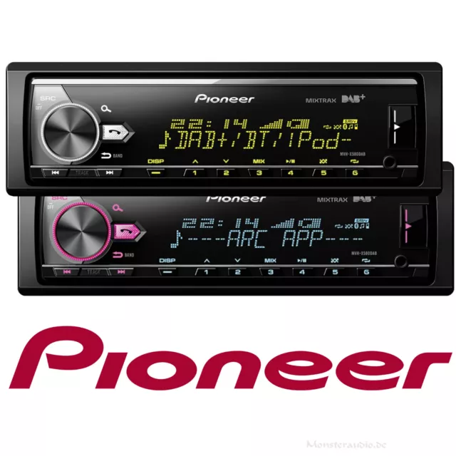 Pioneer MVH-X580DAB DAB+ Autoradio Mixtrax USB Bluetooth Auto 1-DIN Variocolor