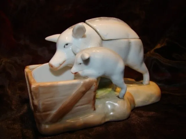 Mostaza pote Cerdo Fauna Art Deco-alemán Estilo Art Nouveau Estilo Porcelana Esm