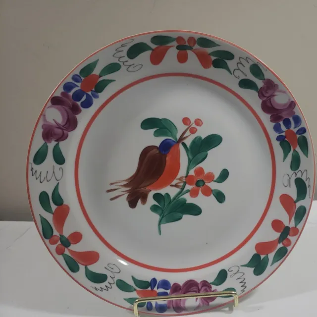 Vintage Hungarian Hand Painted 9 1/4" Bird Plate Luncheon