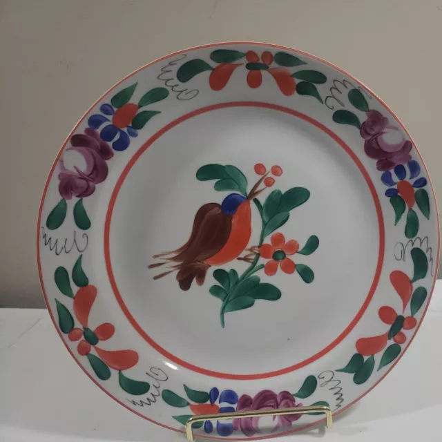 Vintage Hungarian Hand Painted 9 1/4" Bird Plate Luncheon