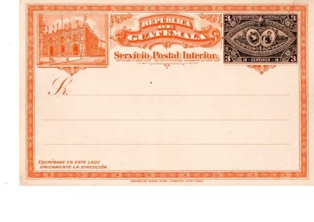 Guatemala Ganzsache Aufdruck 3 C schwarz orange 1897